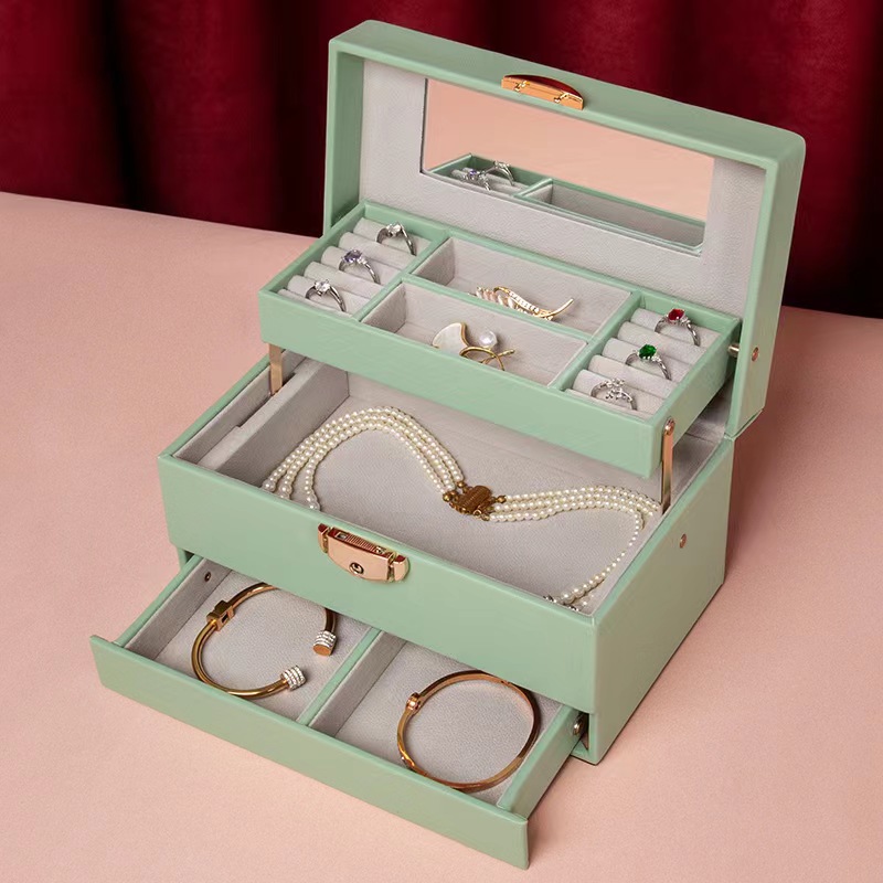 Whimsical Charm Leather Jewelry Box with Artistic Embellishments